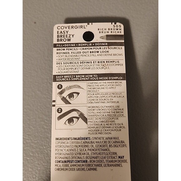 2 Covergirl Easy Breezy Brow Fill & Define Pencil 505 Rich Brown Water Resistant - Picture 3 of 3